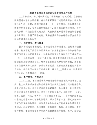 2024年县政府办社会治安综合治理工作总结