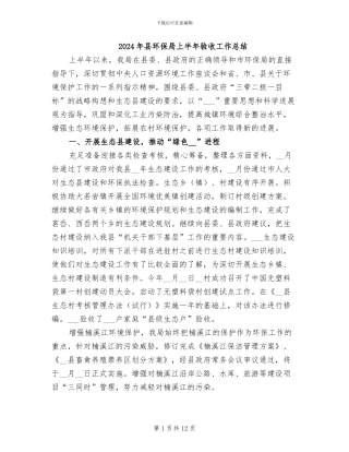 2024年县环保局上半年验收工作总结