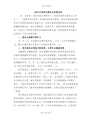 2024年县现代服务业发展总结