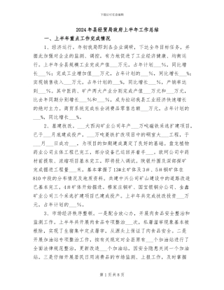 2024年县经贸局政府上半年工作总结