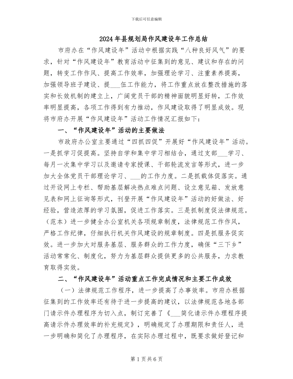 2024年县规划局作风建设年工作总结_第1页
