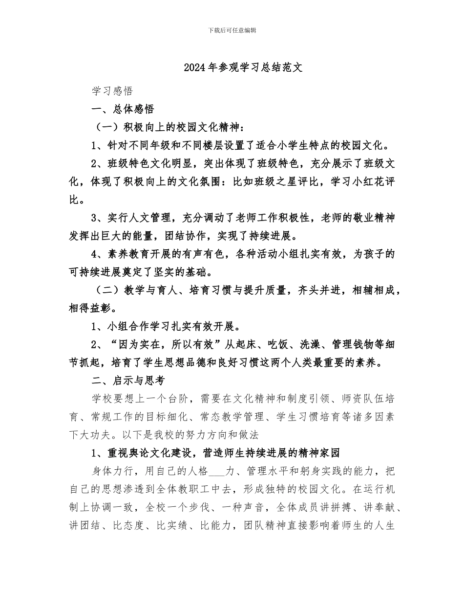 2024年参观学习总结范文_第1页