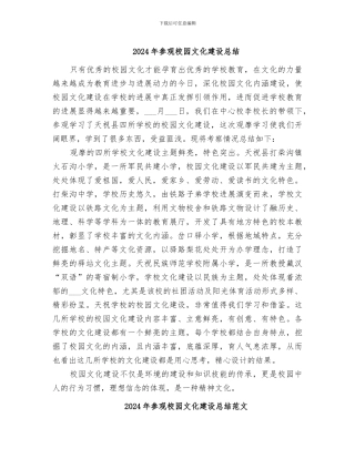 2024年参观校园文化建设总结