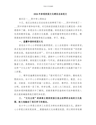 2024年参观校园文化建设总结范文