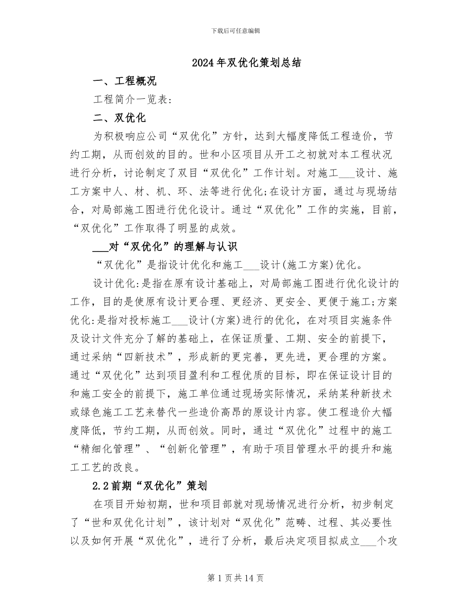 2024年双优化策划总结_第1页