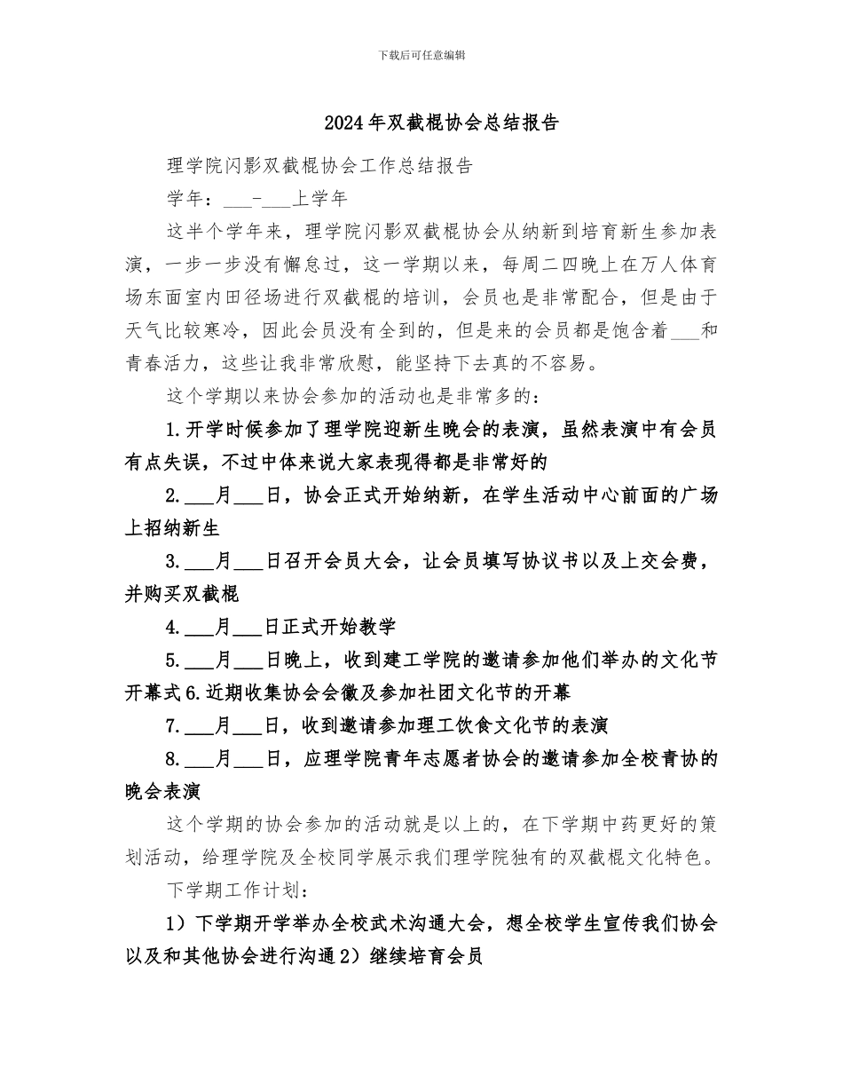 2024年双截棍协会总结报告_第1页