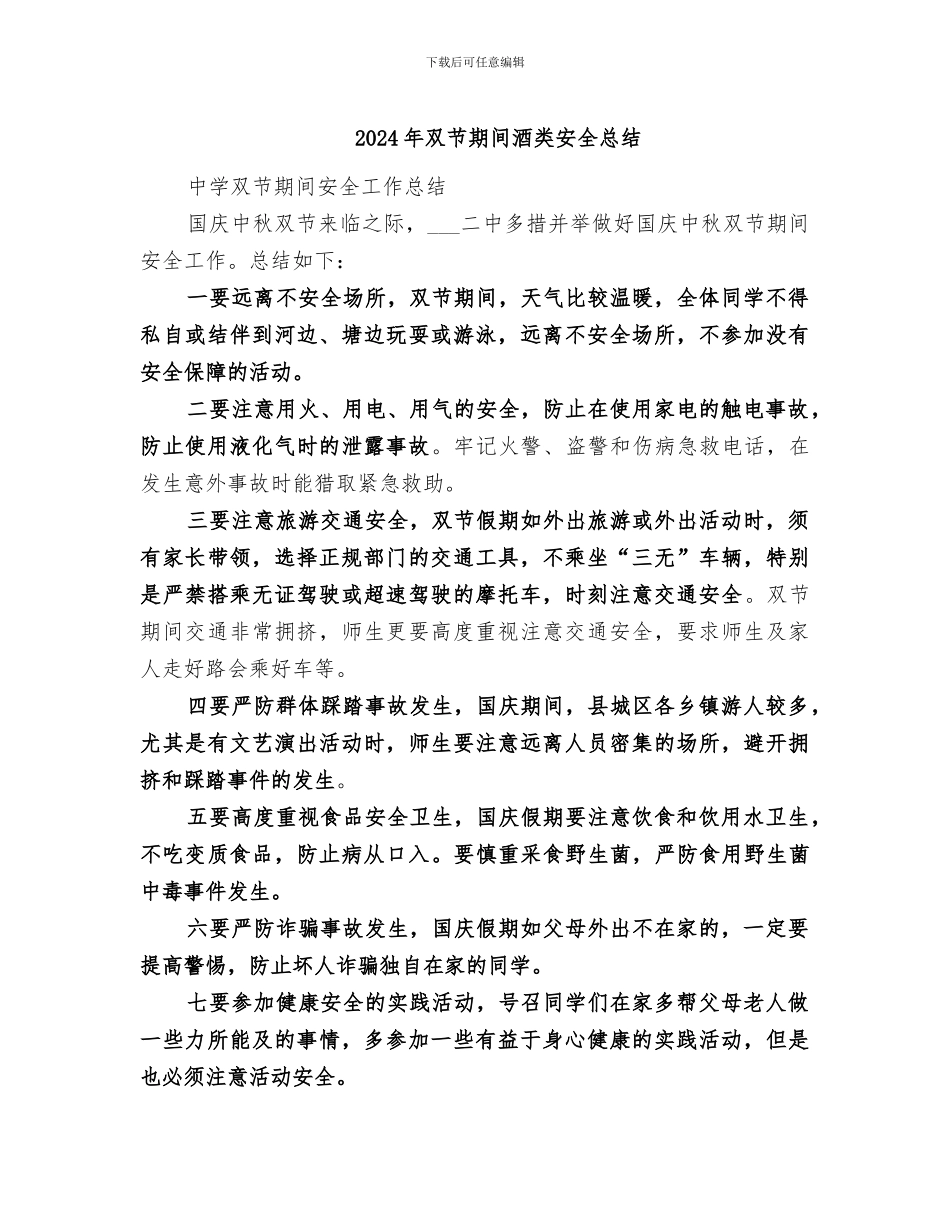 2024年双节期间酒类安全总结_第1页
