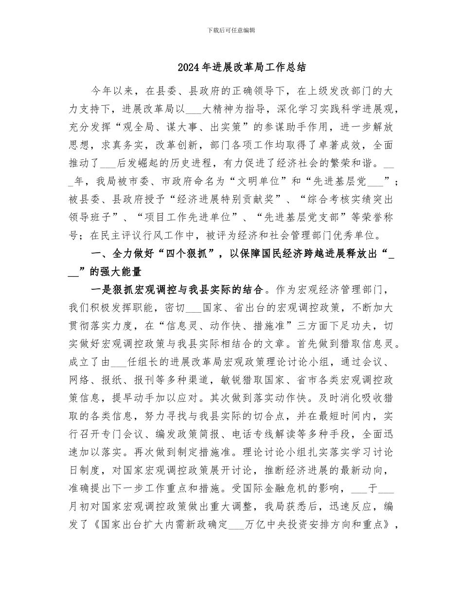 2024年发展改革局工作总结_第1页