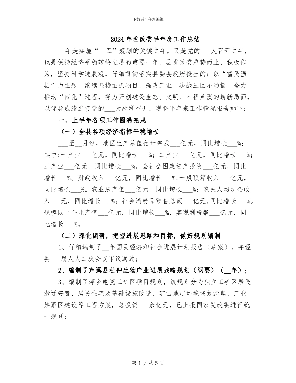 2024年发改委半年度工作总结_第1页
