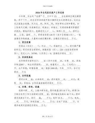 2024年台风抗灾复产工作总结