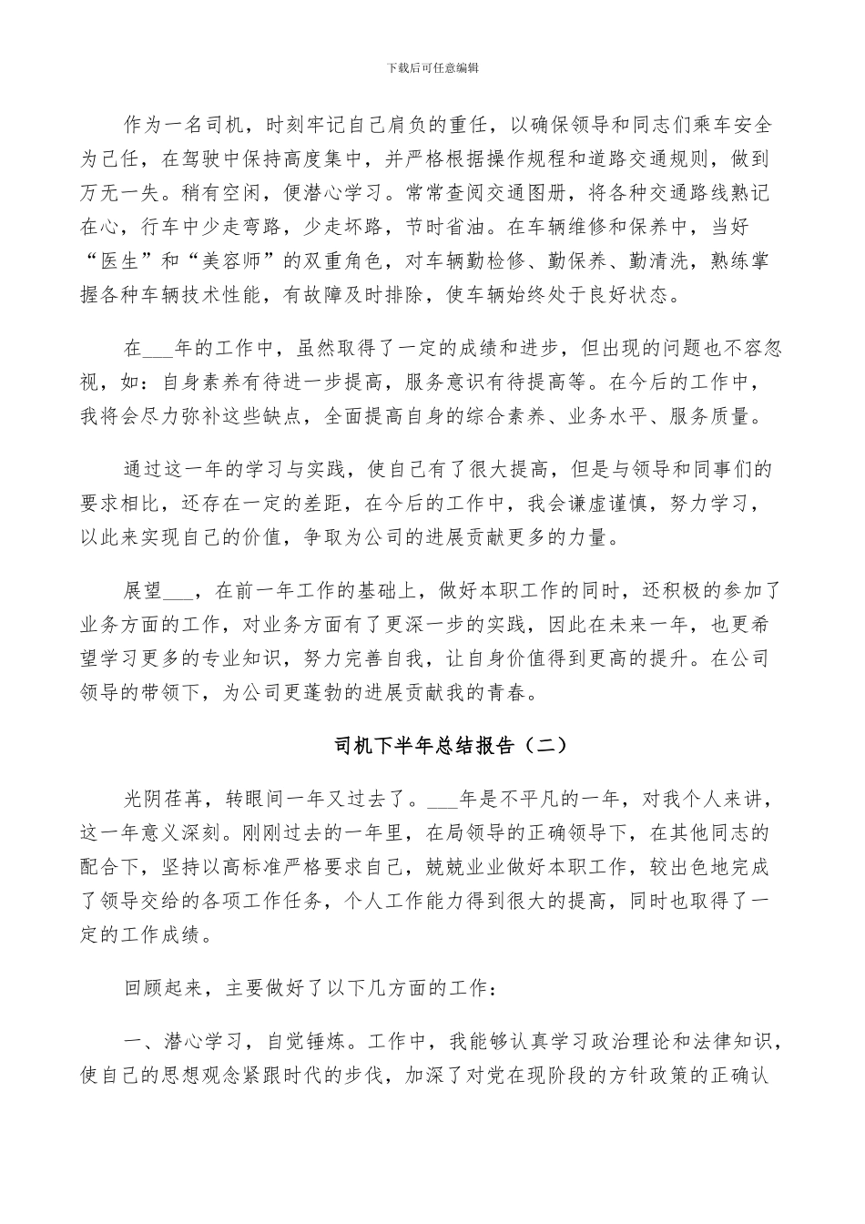 2024年司机下半年个人工作总结_第2页