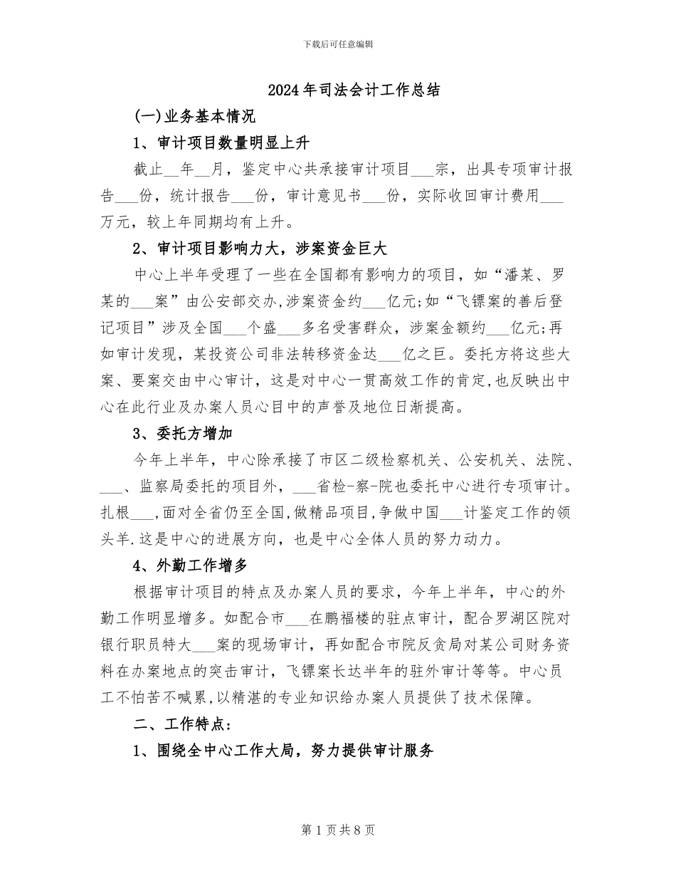 2024年司法会计工作总结_第1页