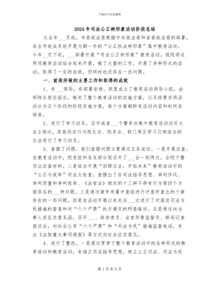 2024年司法公正树形象活动阶段总结