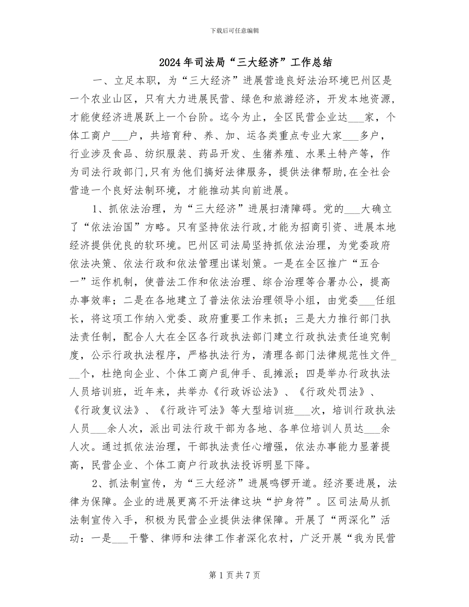 2024年司法局“三大经济”工作总结_第1页