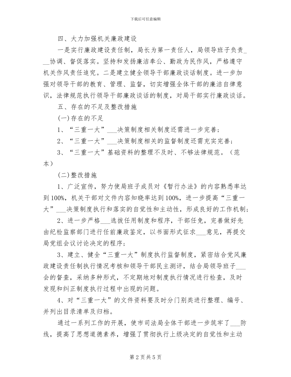 2024年司法局“三重一大”集体决策制度自查整改报告_第2页