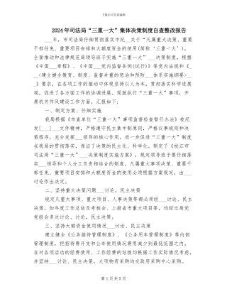 2024年司法局“三重一大”集体决策制度自查整改报告