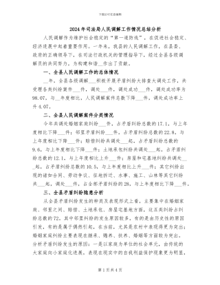 2024年司法局人民调解工作情况总结分析