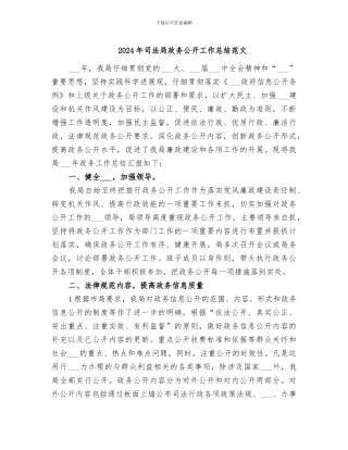 2024年司法局政务公开工作总结范文