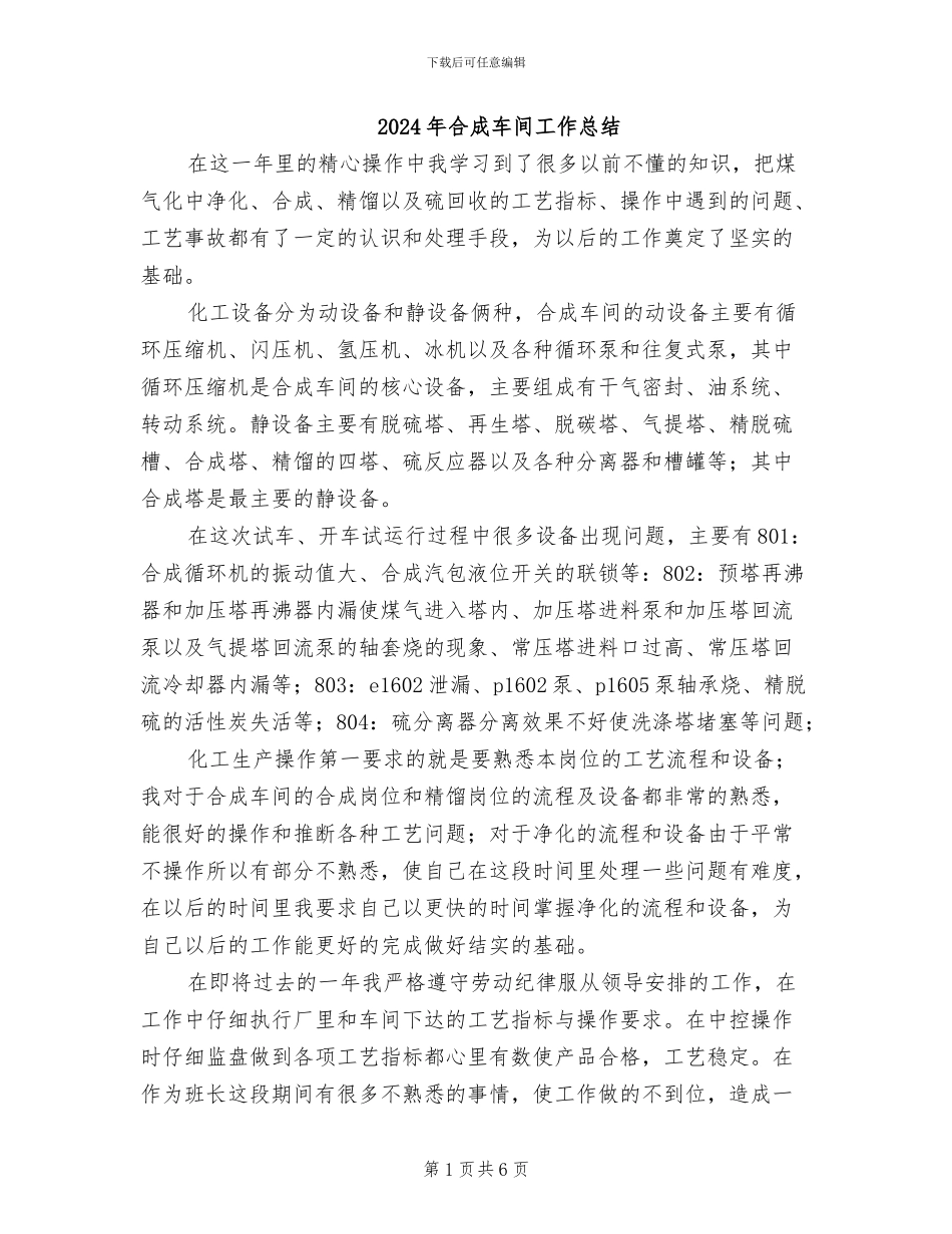 2024年合成车间工作总结_第1页
