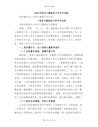 2024年同步小康驻村工作半年总结