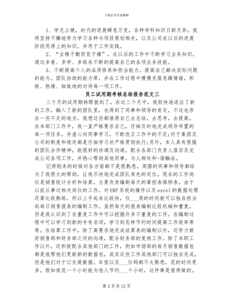 2024年员工试用期考核总结报告_第3页