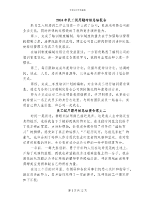 2024年员工试用期考核总结报告