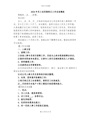 2024年员工试用期转正工作总结模板