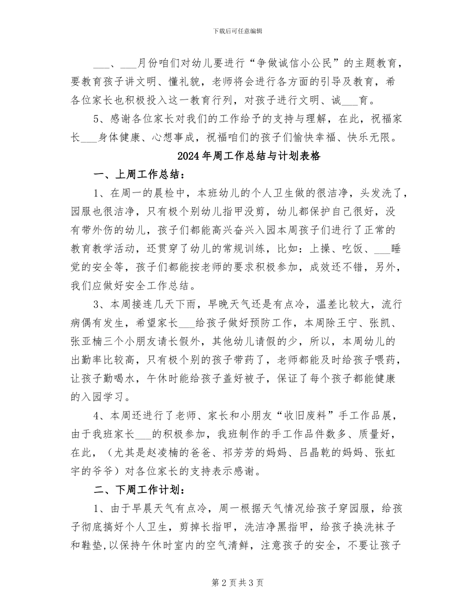 2024年周工作总结与计划表_第2页