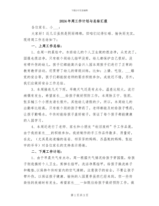 2024年周工作计划与总结汇报