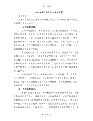 2024年周工作计划和总结汇报