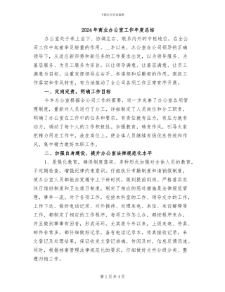 2024年商业办公室工作年度总结