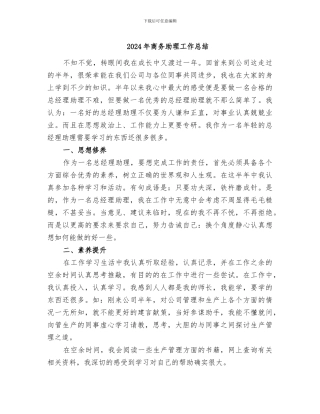 2024年商务助理工作总结