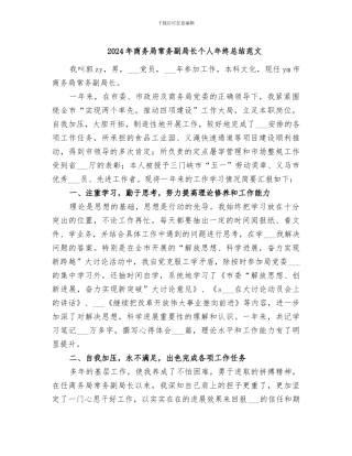 2024年商务局常务副局长个人年终总结范文