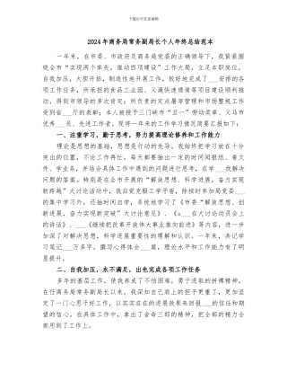 2024年商务局常务副局长个人年终总结范本