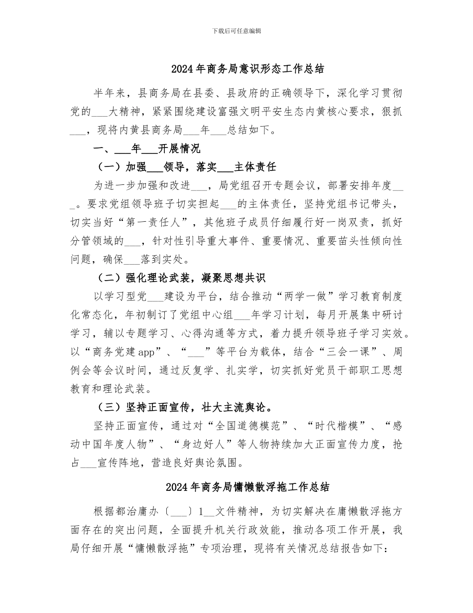 2024年商务局意识形态工作总结_第1页