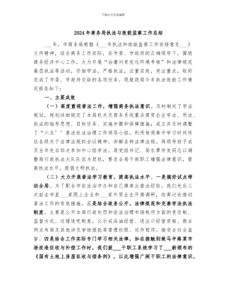 2024年商务局执法与效能监察工作总结