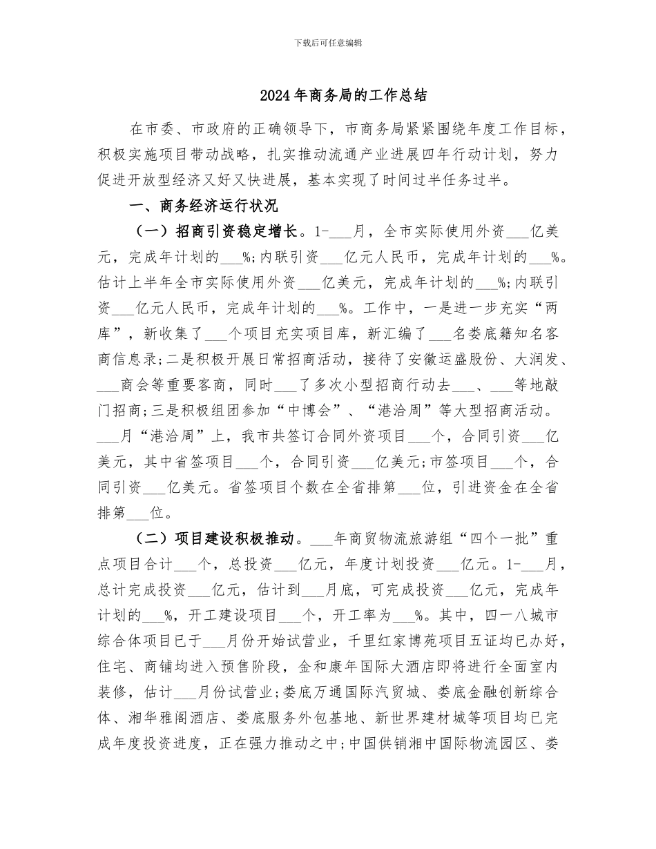 2024年商务局的工作总结_第1页