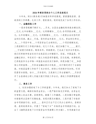 2024年商务局财办个人工作总结范文