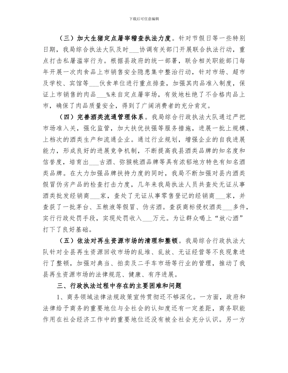 2024年商务综合行政执法大队工作情况总结_第2页