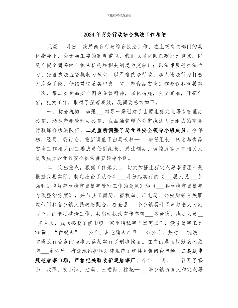 2024年商务行政综合执法工作总结_第1页