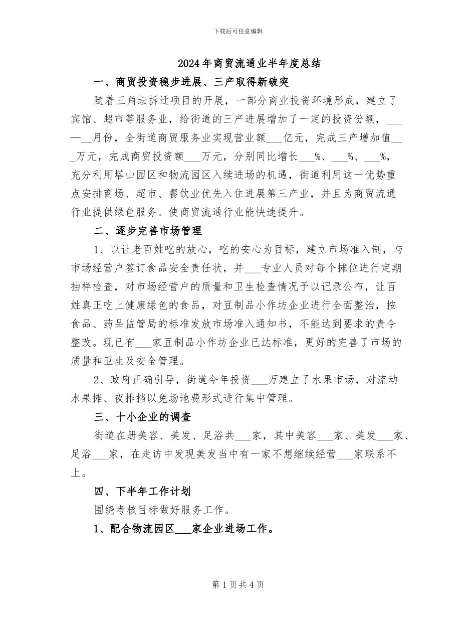 2024年商贸流通业半年度总结_第1页