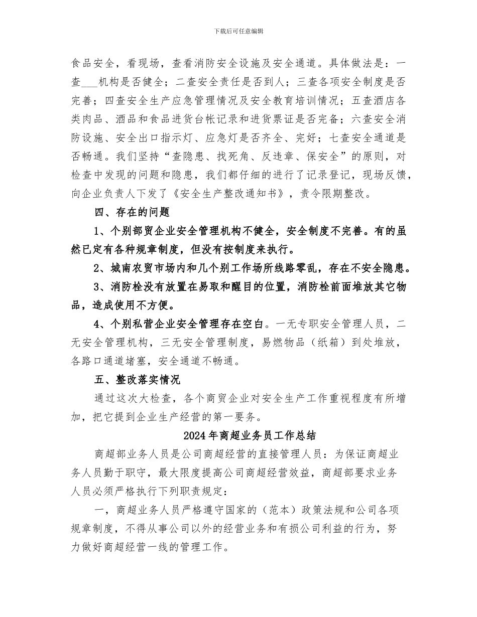 2024年商贸领域安全生产大检查的工作总结_第2页