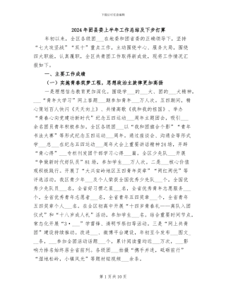 2024年团县委上半年工作总结及下步打算