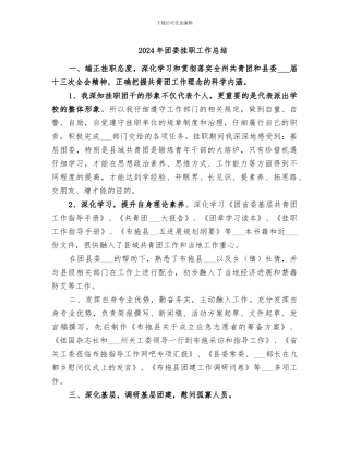 2024年团委挂职工作总结