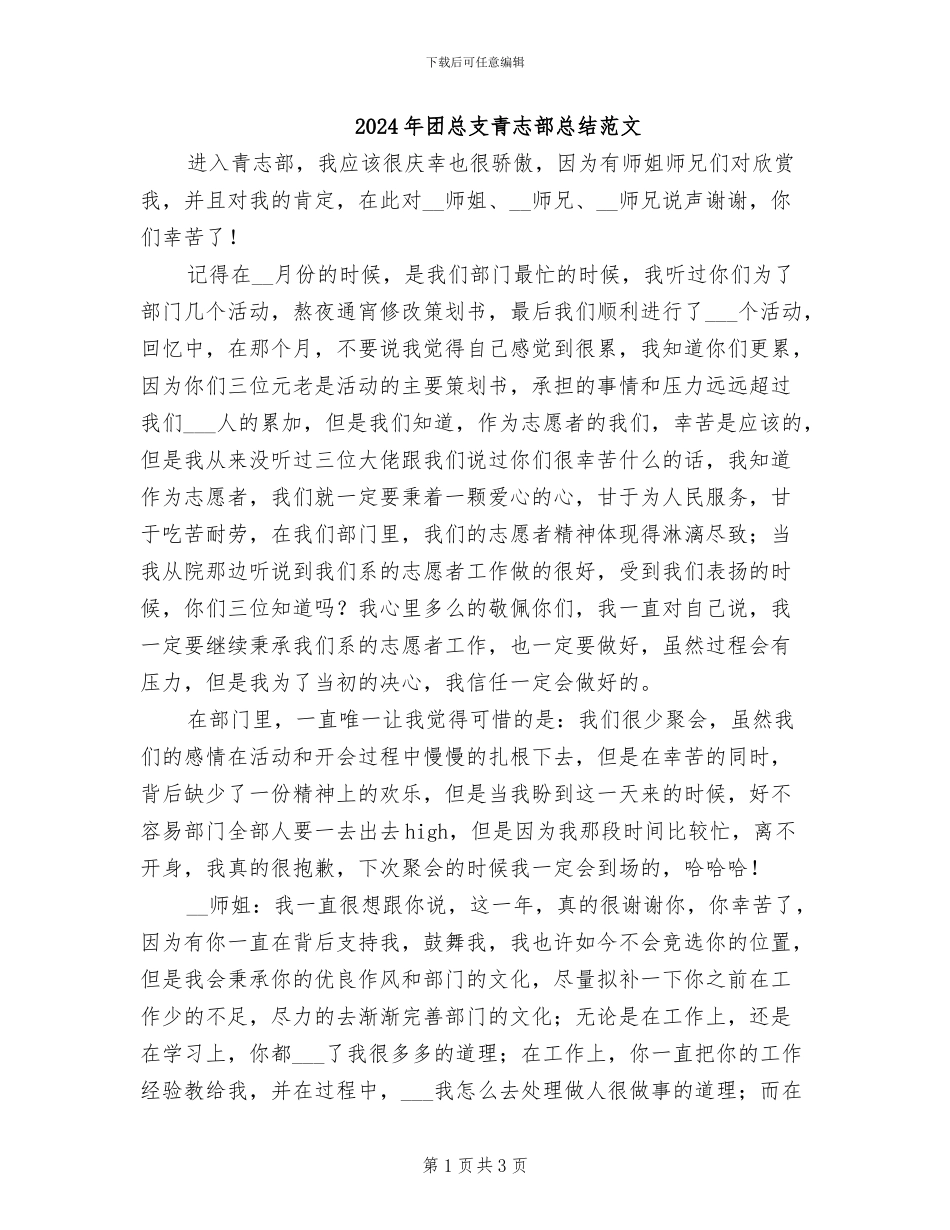 2024年团总支青志部总结范文_第1页
