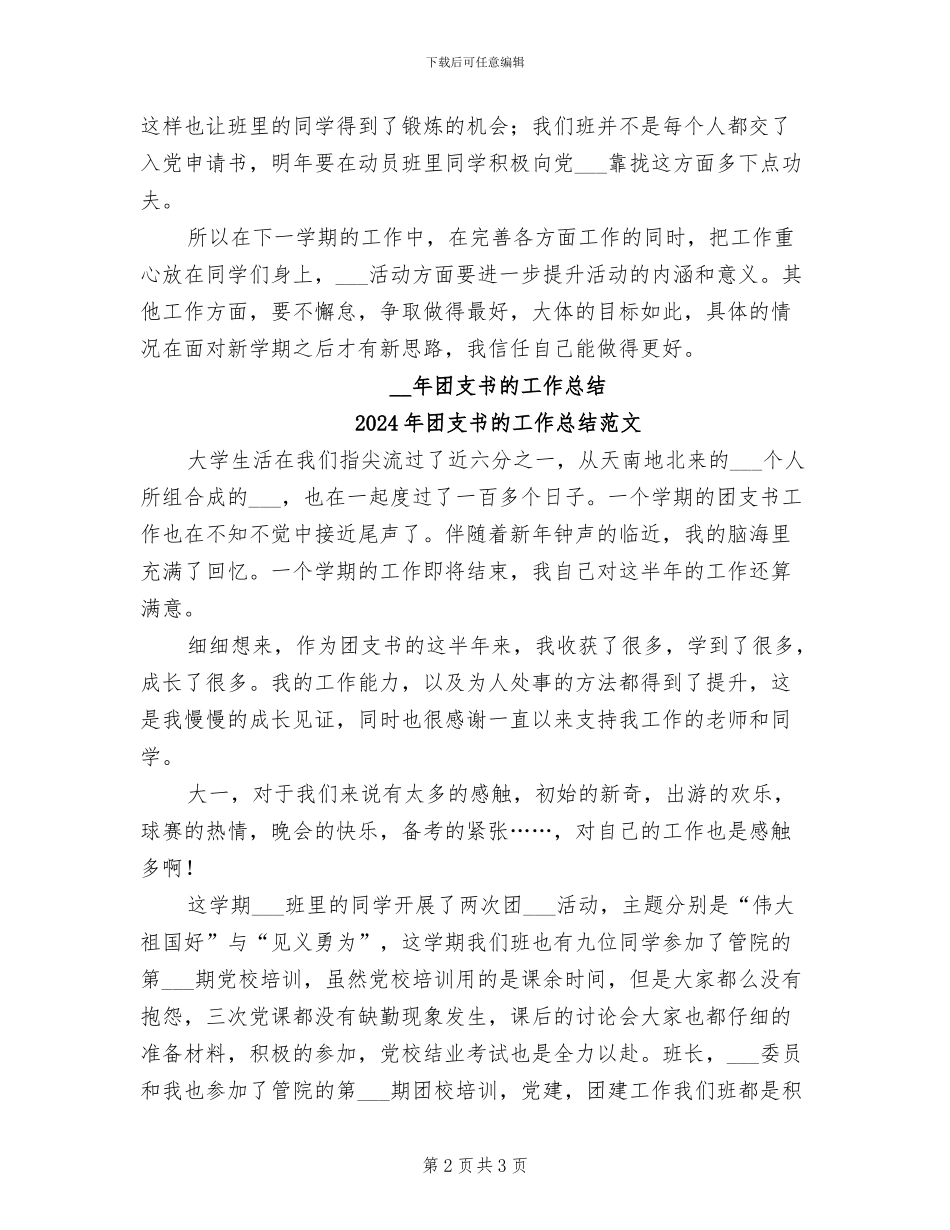2024年团支书的工作总结_第2页