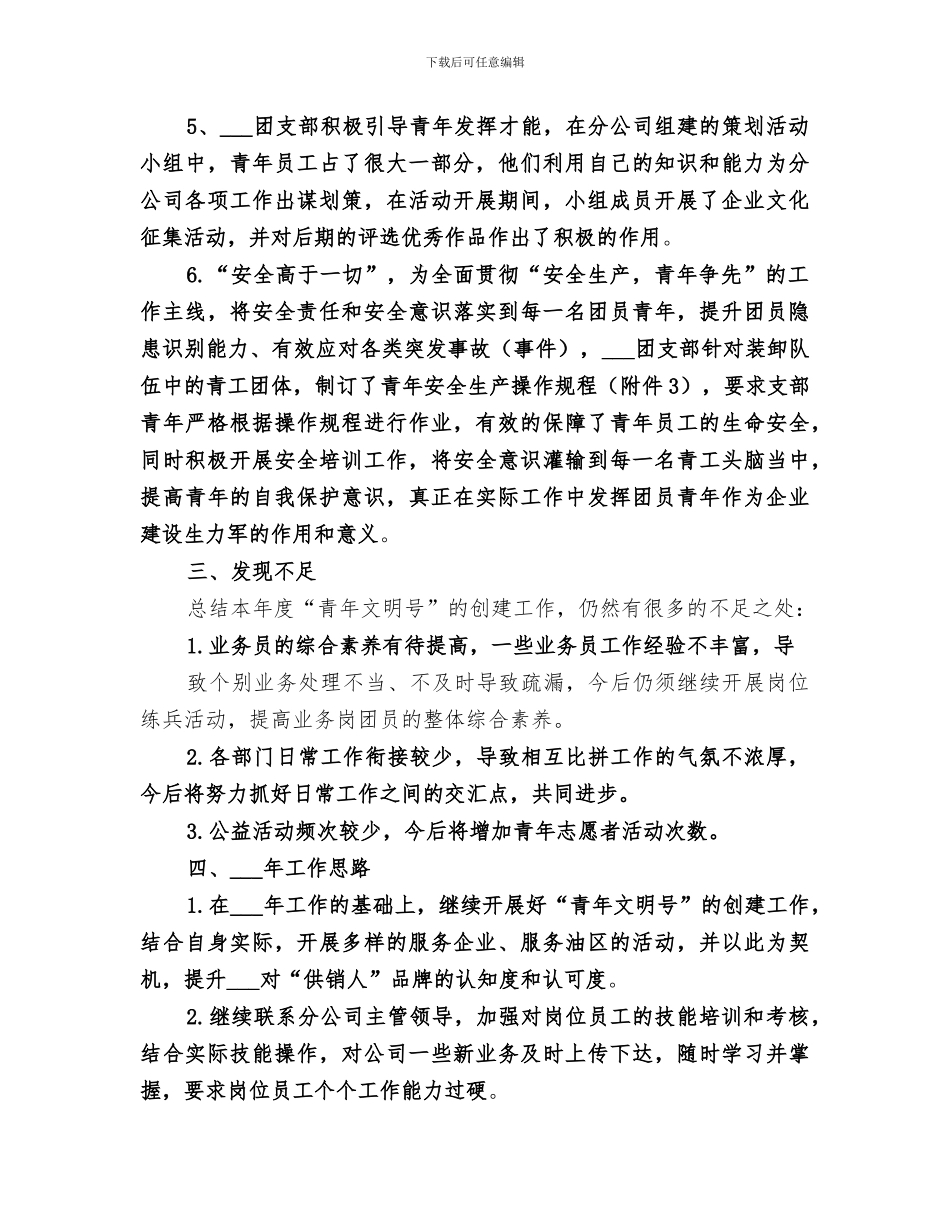 2024年团支部创建青年文明号工作总结范本_第3页