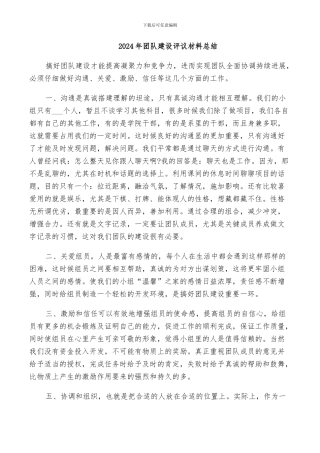 2024年团队建设评议材料总结