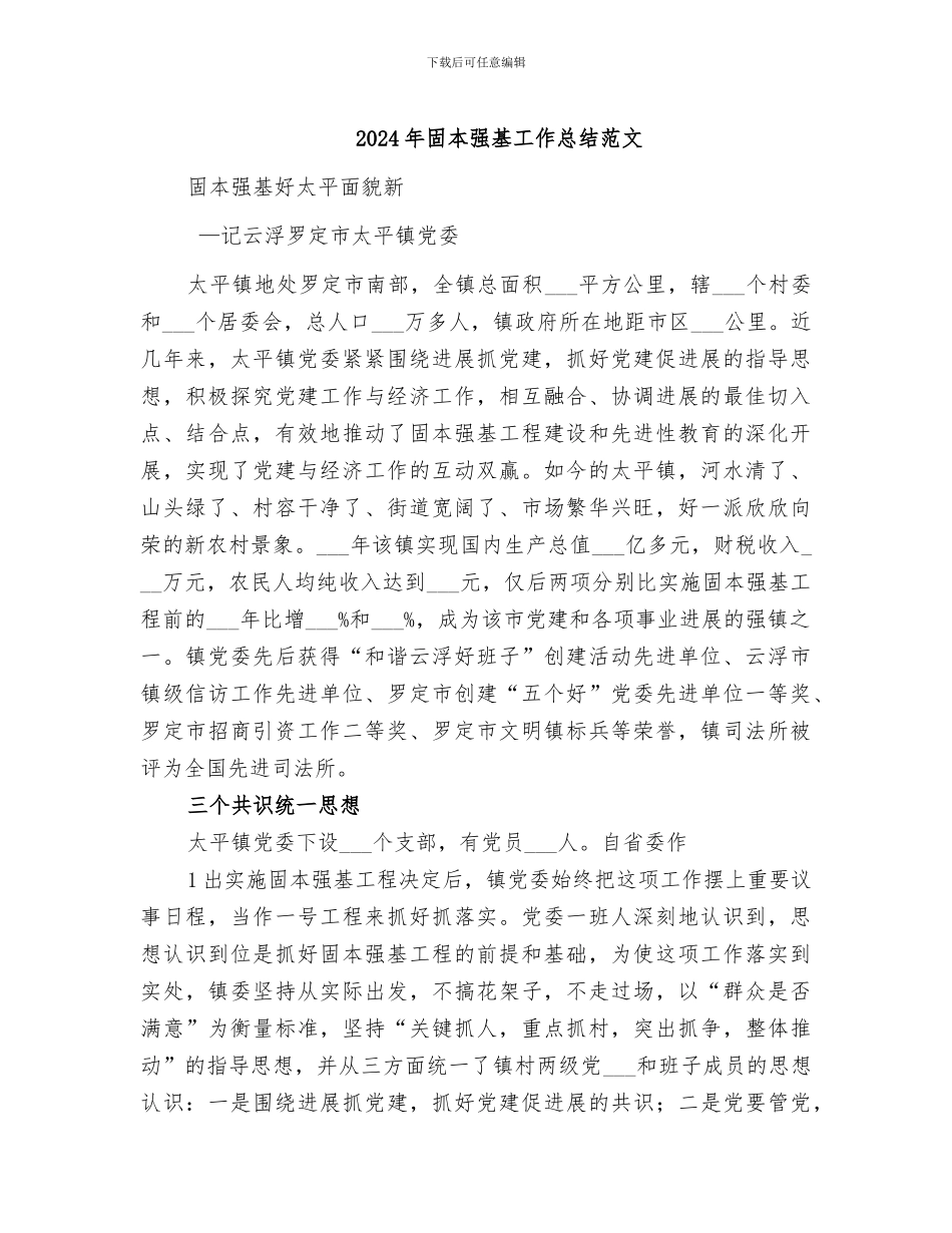 2024年固本强基工作总结范文_第1页