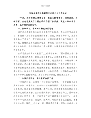 2024年国税分局副局长年终个人工作总结